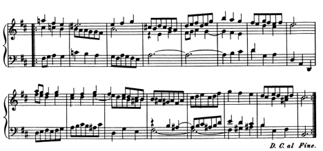 A portion of J. S. Bach’s Minuet from the Third French Suite